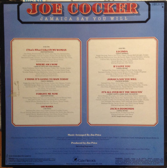 Joe Cocker : Jamaica Say You Will (LP, Album)