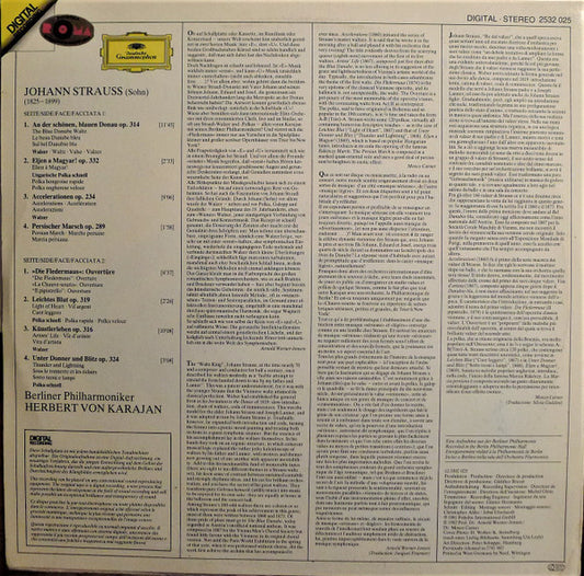 Johann Strauss* : Berliner Philharmoniker • Herbert von Karajan : An Der Schönen, Blauen Donau (LP)
