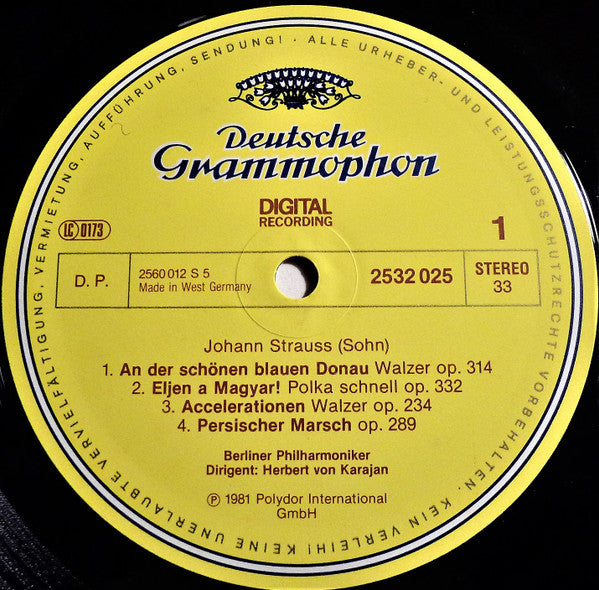 Johann Strauss* : Berliner Philharmoniker • Herbert von Karajan : An Der Schönen, Blauen Donau (LP)