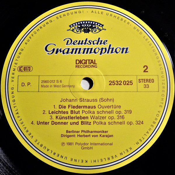 Johann Strauss* : Berliner Philharmoniker • Herbert von Karajan : An Der Schönen, Blauen Donau (LP)
