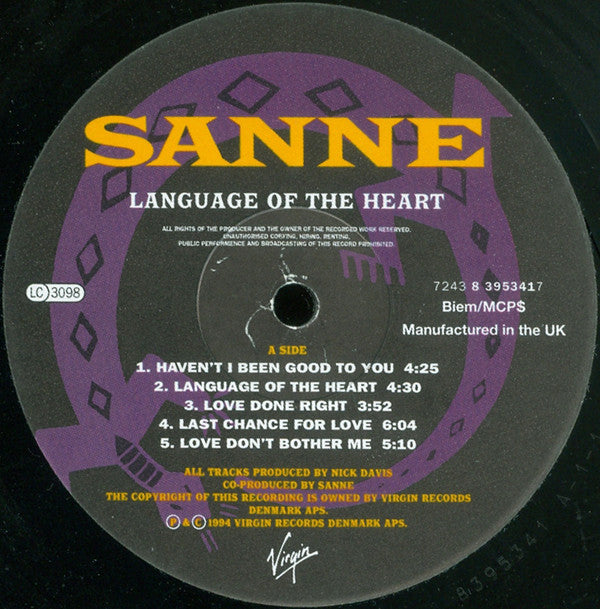 Sanne Salomonsen : Language Of The Heart (LP, Album)