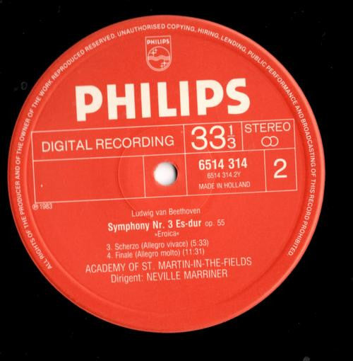 Beethoven*, Academy Of St. Martin-in-the-Fields*, Neville Marriner* : Symphonie Nr. 3 "Eroica" (LP)