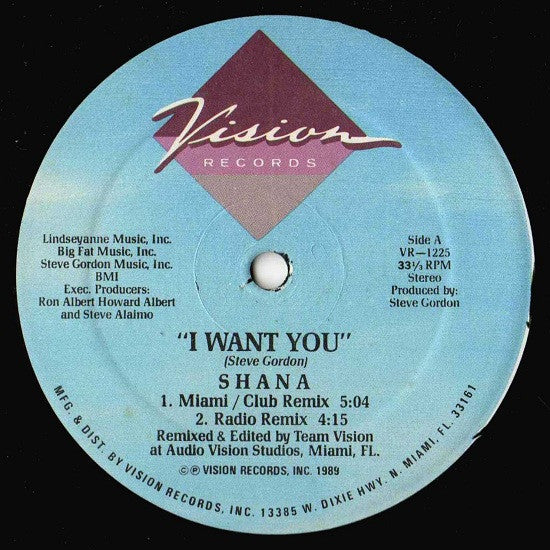 Shana : I Want You (12")