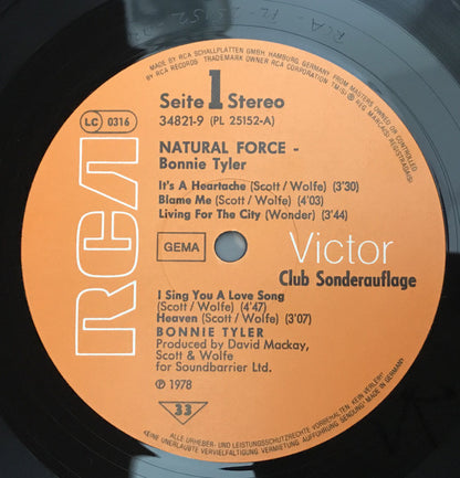 Bonnie Tyler : Natural Force (LP, Album, Club)
