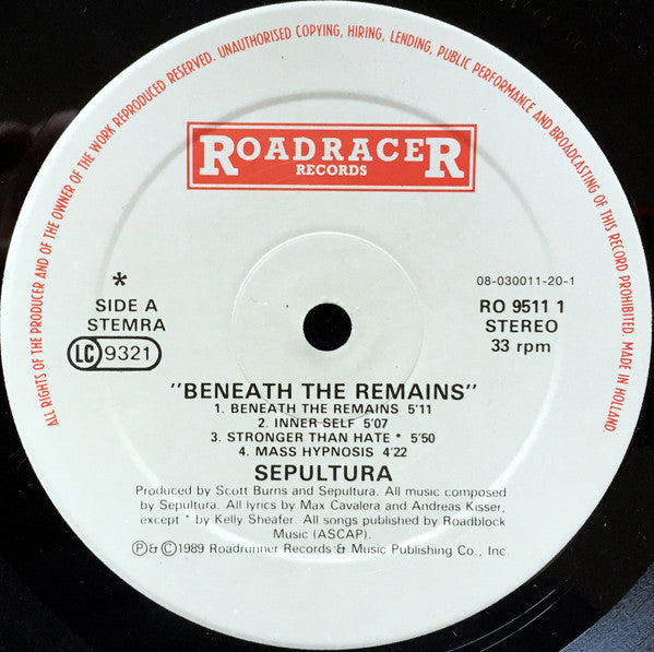 Sepultura : Beneath The Remains (LP, Album, Ltd, RM, Pos)