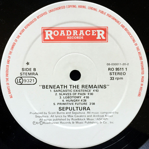 Sepultura : Beneath The Remains (LP, Album, Ltd, RM, Pos)