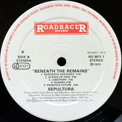 Sepultura : Beneath The Remains (LP, Album, Ltd, RM, Pos)