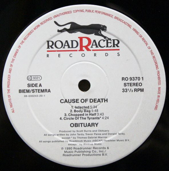 Obituary : Cause Of Death (LP, Album)