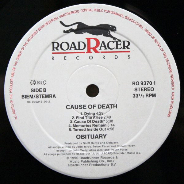 Obituary : Cause Of Death (LP, Album)