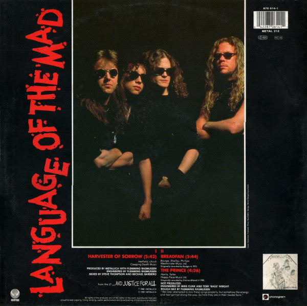 Metallica : Harvester Of Sorrow (12", EP)