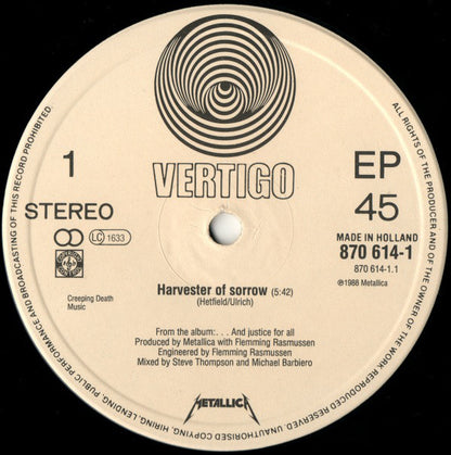 Metallica : Harvester Of Sorrow (12", EP)