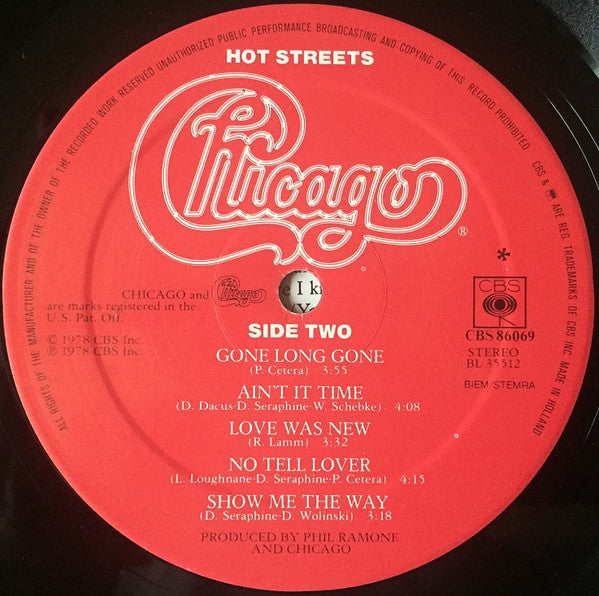 Chicago (2) : Hot Streets (LP, Album, Gat)