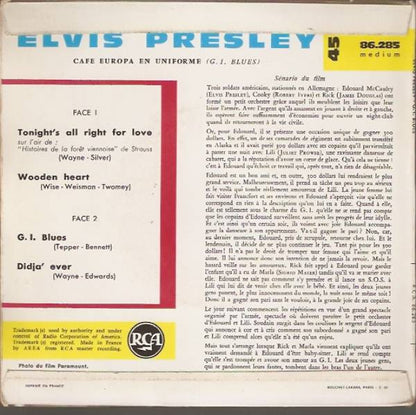 Elvis Presley : G. I. Blues "Café En Uniforme" (7", EP, Mono, RP, Blu)