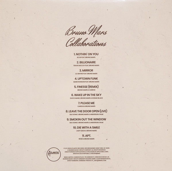 Bruno Mars : Collaborations (LP, Album, RSD, Comp)