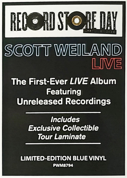 Scott Weiland : Live (LP, Album, RSD, Ltd, Blu)