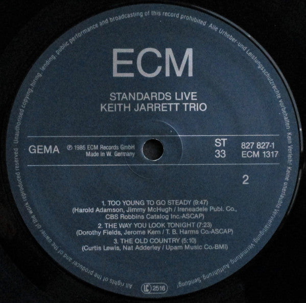 Keith Jarrett Trio : Standards Live (LP, Album)