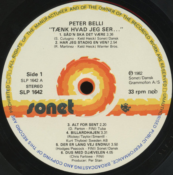 Peter Belli : Tænk Hvad Jeg Ser… (LP, Album)