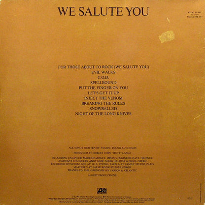 AC/DC : For Those About To Rock We Salute You (LP, Album, Gat)