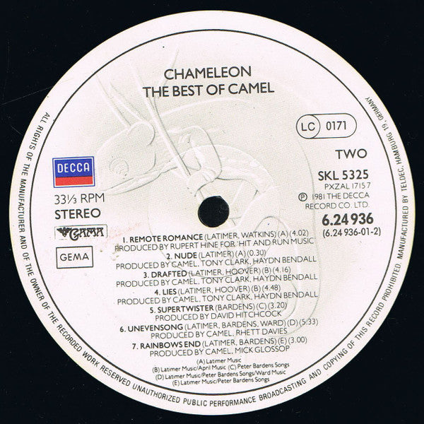 Camel : Chameleon The Best Of Camel (LP, Comp)