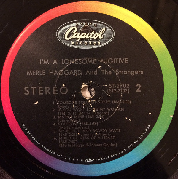 Merle Haggard And The Strangers (5) : I'm A Lonesome Fugitive (LP, Album, Scr)