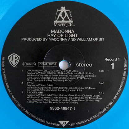 Madonna : Ray Of Light (2xLP, Album, Ltd, RE, RP, Blu)