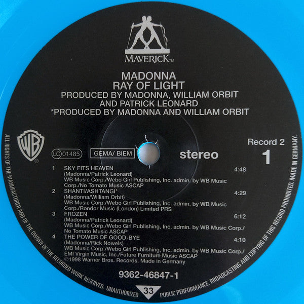 Madonna : Ray Of Light (2xLP, Album, Ltd, RE, RP, Blu)