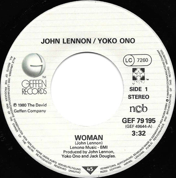 John Lennon / Yoko Ono : Woman / Beautiful Boys (7", Single)