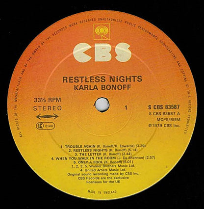 Karla Bonoff : Restless Nights (LP, Album)