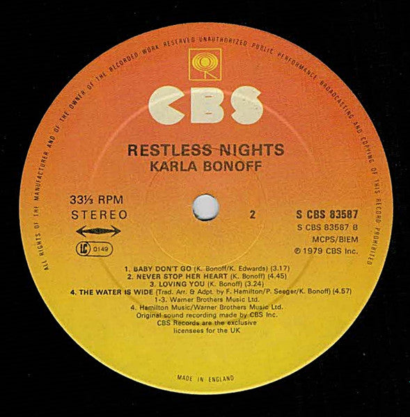 Karla Bonoff : Restless Nights (LP, Album)