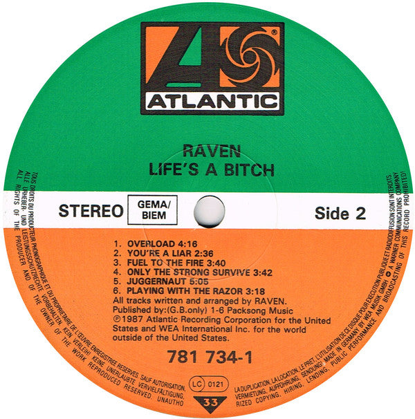 Raven (6) : Life's A Bitch (LP, Album)