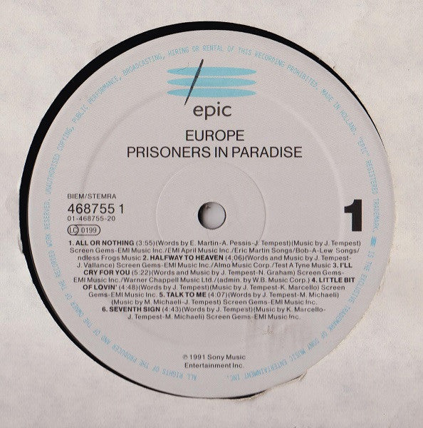 Europe (2) : Prisoners In Paradise (LP, Album)