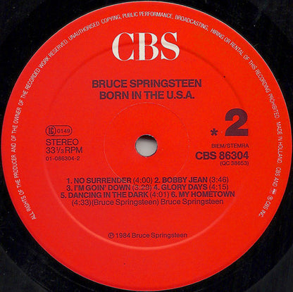 Bruce Springsteen : Born In The U.S.A. (LP, Album, RE, RP, Red)