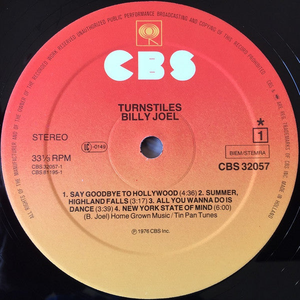 Billy Joel : Turnstiles (LP, Album, RE)