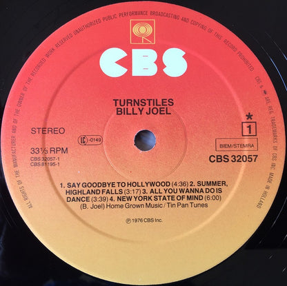 Billy Joel : Turnstiles (LP, Album, RE)