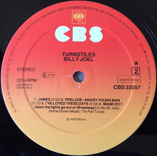 Billy Joel : Turnstiles (LP, Album, RE)