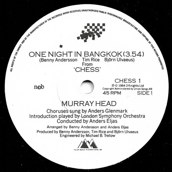 Murray Head : One Night In Bangkok (7", Single)