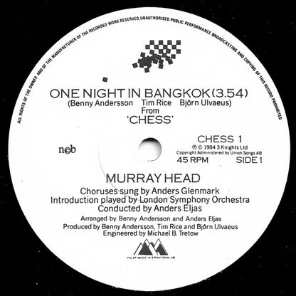 Murray Head : One Night In Bangkok (7", Single)