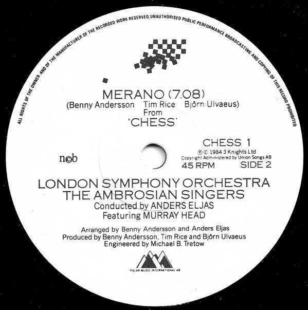 Murray Head : One Night In Bangkok (7", Single)
