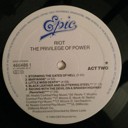 Riot (4) : The Privilege Of Power (LP, Album)