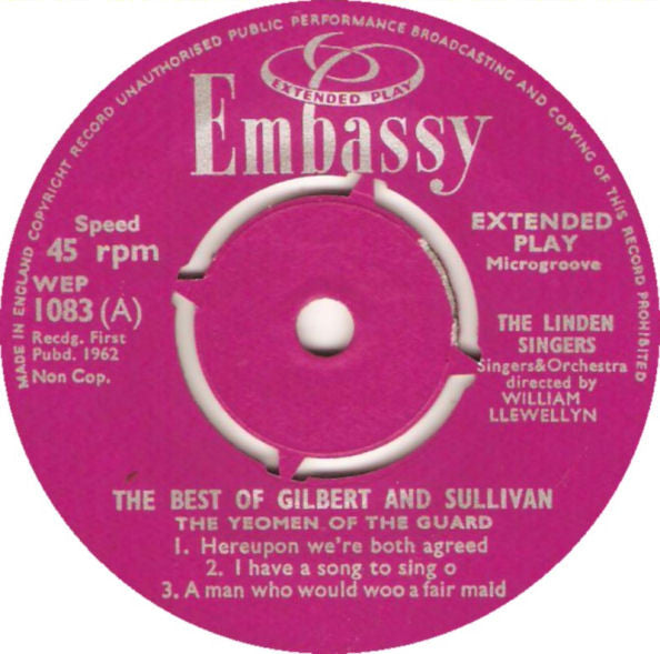The Linden Singers : The Best Of Gilbert And Sullivan, The Yeomen Of The Guard (7", EP)