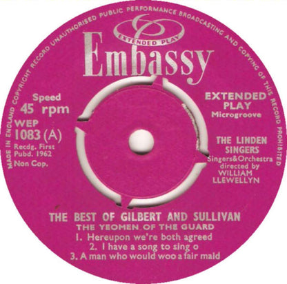 The Linden Singers : The Best Of Gilbert And Sullivan, The Yeomen Of The Guard (7", EP)