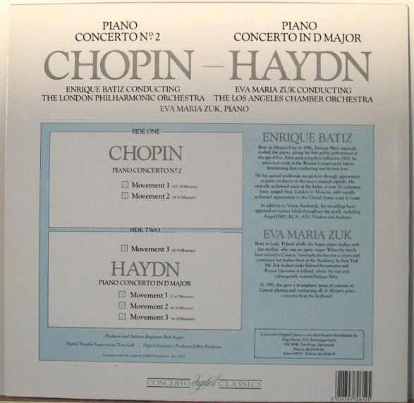 Frédéric Chopin - Joseph Haydn . Enrique Batiz Conducting London Philharmonic Orchestra And Eva Maria Zuk Conducting The Los Angeles Chamber Orchestra : Chopin - Haydn (LP, Dig)