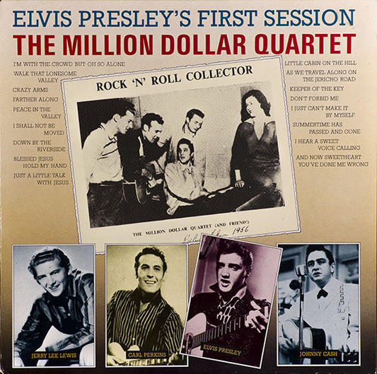 Elvis Presley, Jerry Lee Lewis, Carl Perkins, Johnny Cash : Elvis Presley's First Session The Million Dollar Quartet (LP, Album, RE)