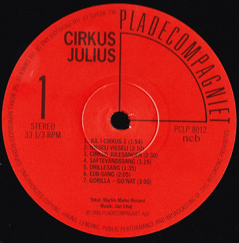 Various : Cirkus Julius  (Julekalender 1988) (LP)