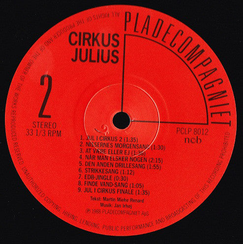 Various : Cirkus Julius  (Julekalender 1988) (LP)