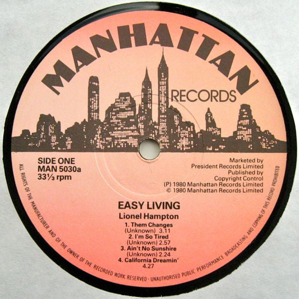 Lionel Hampton : Easy Livin' (LP)