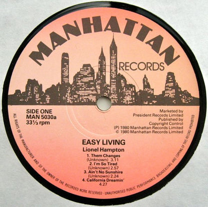 Lionel Hampton : Easy Livin' (LP)