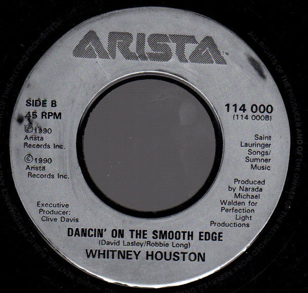 Whitney Houston : All The Man That I Need (7", Single, Jukebox, Sil)