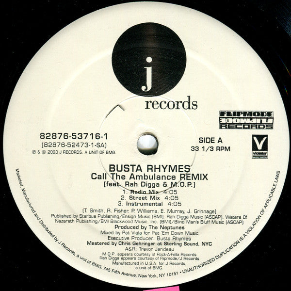 Busta Rhymes Featuring Rah Digga & M.O.P. : Call The Ambulance (Remix) (12")