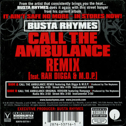 Busta Rhymes Featuring Rah Digga & M.O.P. : Call The Ambulance (Remix) (12")